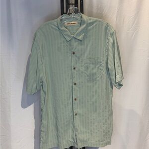 Tommy Bahama Light Green Striped Button Down Shirt